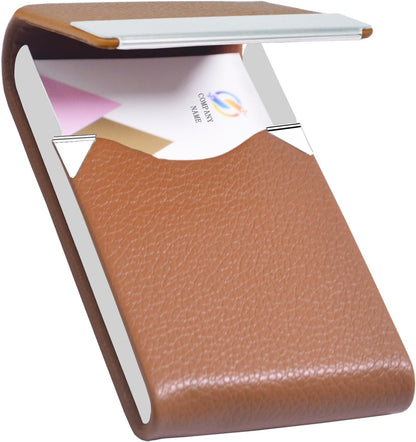 Business Card Holder with Ultra Slim Design,Business Card Case with Premium PU Leather,Suit Pocket Metal Card Holder for Women/Men,Professional Name Card Holder with Magnetic Shut (Black1)