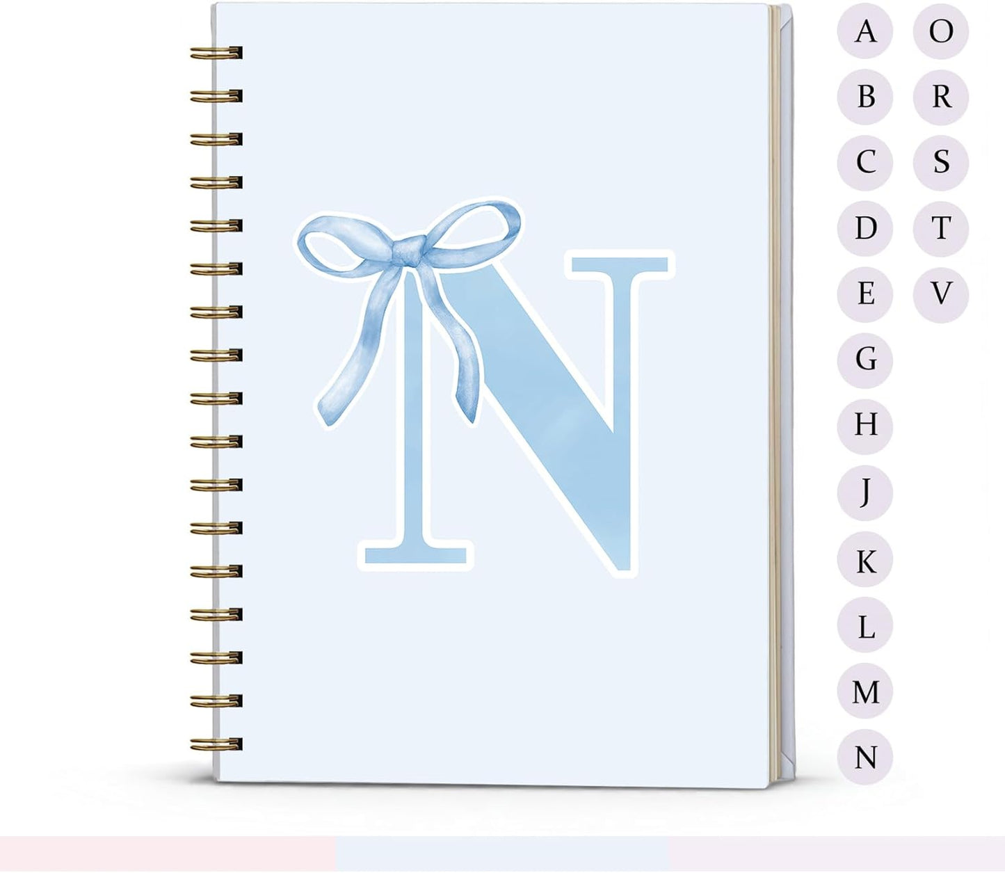 Blue Bow Journal Notebook for Girls,Initial H Journals Personalized Diary Gifts for Teen Girl Kids,Monogrammed Gifts for Women,Trendy Coquette Cute Hardcover Spiral Notebook 5.5 x 8.3 - Colors B