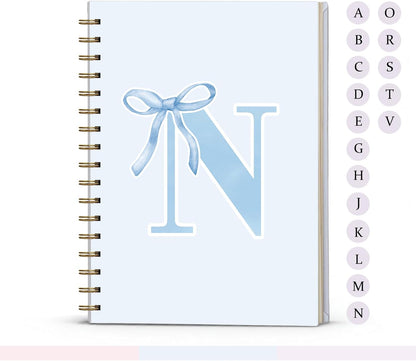 Blue Bow Journal Notebook for Girls,Initial H Journals Personalized Diary Gifts for Teen Girl Kids,Monogrammed Gifts for Women,Trendy Coquette Cute Hardcover Spiral Notebook 5.5 x 8.3 - Colors B