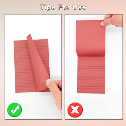 9 Pack Lined Sticky Notes 4X6 in Post Sticky Notes with Lines, Large Ruled Post Sticky Colorful Super Sticking Power Memo Pads Strong Adhesive (Pink Themed)