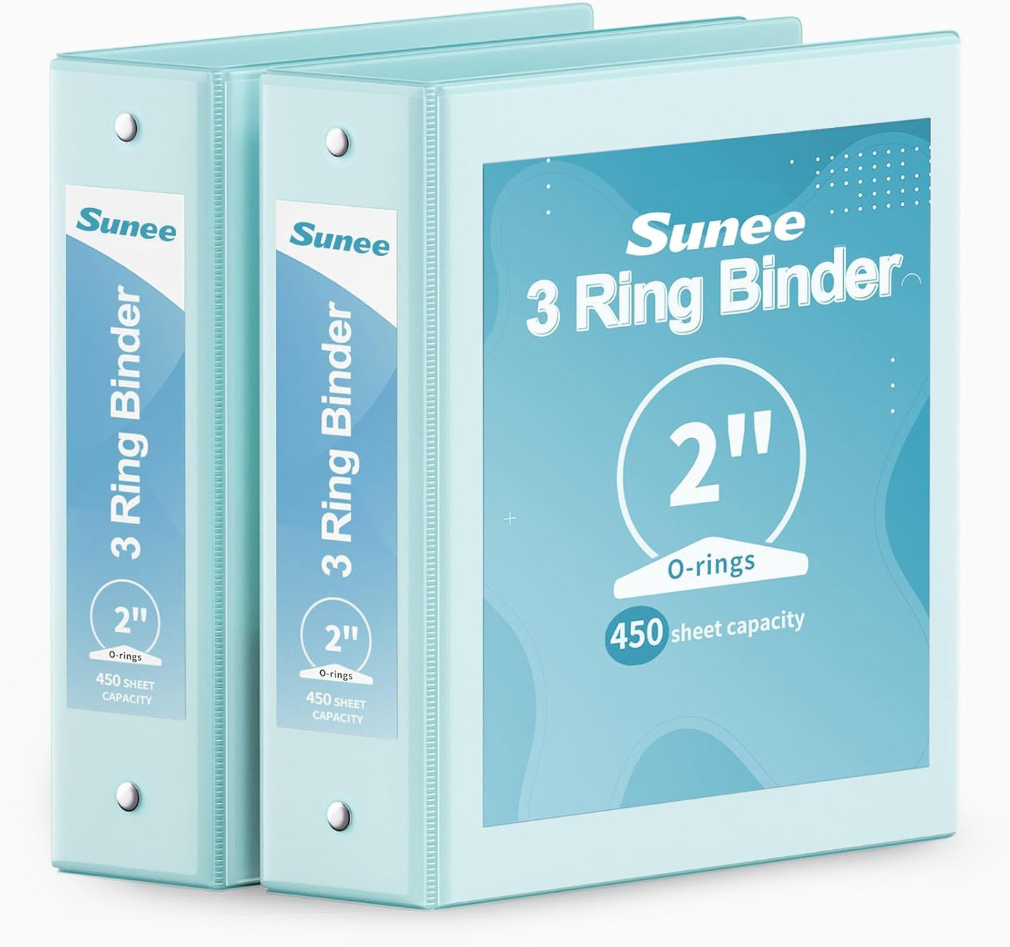 SUNEE 3 Ring Binder 3 Inch 2 Pack, Clear View Binder Three Ring PVC-Free (Fit 8.5x11 Inches) for School or Office Supplies, Pink