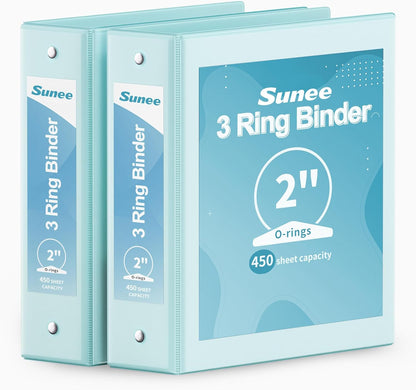 SUNEE 3 Ring Binder 3 Inch 2 Pack, Clear View Binder Three Ring PVC-Free (Fit 8.5x11 Inches) for School or Office Supplies, Pink