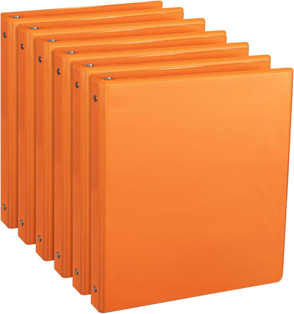 CIXILDTS 1-Inch Round Ring Binders, Standard 3 Ring Binder Fit Letter Size Paper, Presentation View Binders, 6 Packs, Assorted