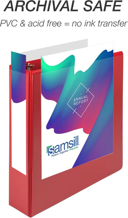Samsill Durable 4 inch 3 Ring Binder, D Ring Binder, 100% Recycled Chipboard, Black, 2 Pack