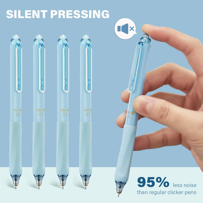 ParKoo Gel Pens Quick Dry Ink Fine Point 0.5mm, Retractable Rolling Ball 6 Black/6 Blue Ink Pen, Click Silent Pens Set for Journaling Notetaking Drawing Sketching Smooth Writing Non Bleed 12pcs