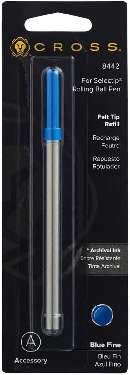 Cross Porous-Point Felt-Tip Refill for Selectip Pens - Blue - Medium - Felt-Tip Refill for Effortless Writing - Fast-Drying - Rich Pigmented Ink - Bold Lines & Smooth Laydown