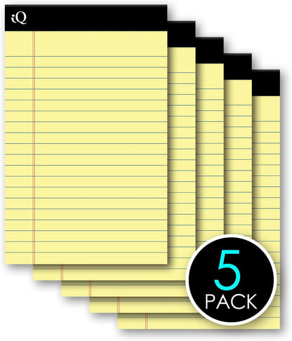 iScholar iQ Legal Pads, Canary, Wide Ruled, 8.5" x 11.75", 50 Sheets Per Pad, Pack of 3 Pads (98113)