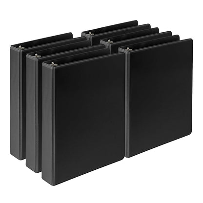 Samsill Economy 3 Ring Mini Binder, 1-Inch Round Ring Binder, Holds 100 Sheets, Black, 6 Pack (MP32300)