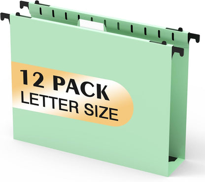 Shutex Extra Capacity Plastic Hanging File Folders,12 Pack Reinforced Hang Folders,Heavy Duty 2 Inch Expansion,Plastic Filing Cabinet Folders,Letter Size,Designed for Bulk Files, Medical Charts,Blue