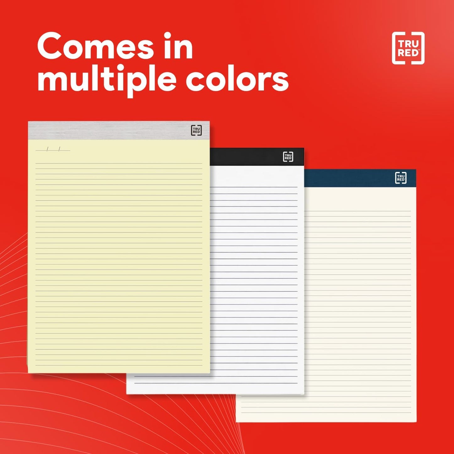 TRU RED Notepads, 8.5” x 11.75”, Narrow Ruled, Ivory, Perforated, 12‑Pack
