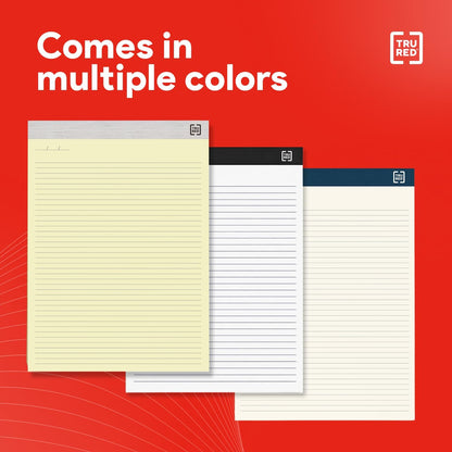 TRU RED Notepads, 8.5” x 11.75”, Narrow Ruled, Ivory, Perforated, 12‑Pack