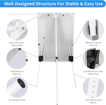 Easel Whiteboard - Magnetic Portable Dry Erase Easel Board 36 x 24 Tripod Whiteboard Height Adjustable Flipchart Easel Stand White Board for Office or Teaching at Home & Classroom (Black)