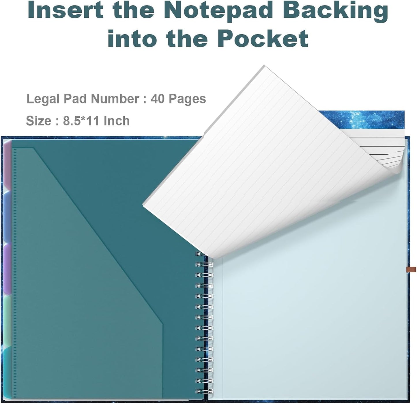 Hongri Clipboard Folio with Refillable Lined Notepad, 8.5 x 11 Folders with Storage 10 Pockets, Spiral Portfolio, Size 12.8X 9.7 in, Office & School Supplies, Skeleton