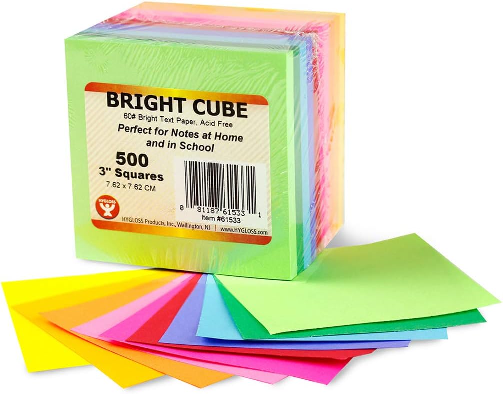 Hygloss Note Paper Cube - 3" Square Non-Sticky Memo Pad - 500 Sheets in White Color - Note Cubes - Perfect for Office & School Supplies - Not Sticky
