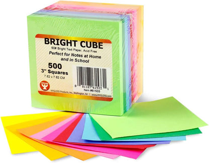 Hygloss Note Paper Cube - 3" Square Non-Sticky Memo Pad - 500 Sheets in White Color - Note Cubes - Perfect for Office & School Supplies - Not Sticky