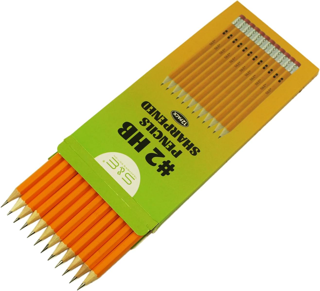 S & E TEACHER'S EDITION 360pcs Pre-sharpened Pencils with eraser top, No.2 pencils #2 HB pencil, Golf, Classroom, Pew, Back to school, 360 pcs/box