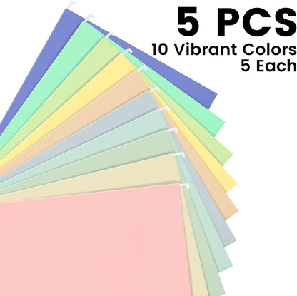25-Pack Green Hanging File Folders, Letter Size (8.5" x 11") with 1/5-Cut Tabs,Includes 35 Transparent Label Cards & 50 Sticker Labels for Home & Office Organization