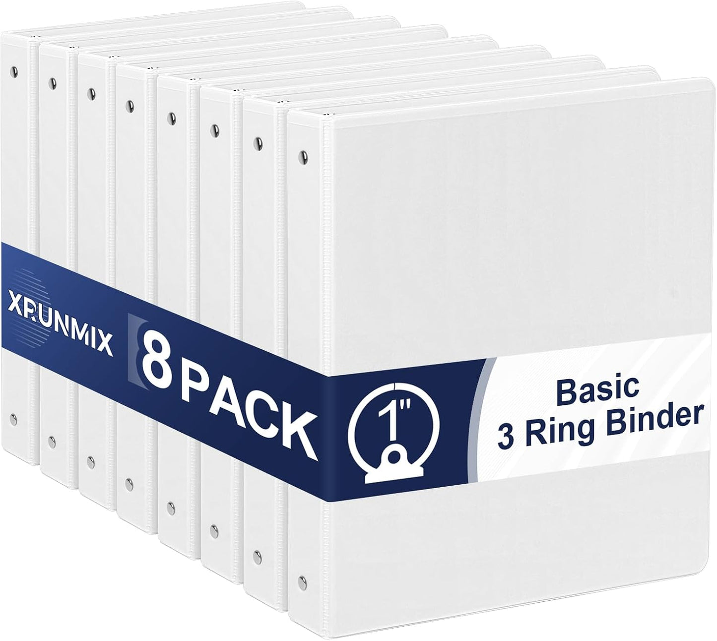 1-Inch 3-Ring-Binder with Pockets - Bundle 12 Packs, 1'' Round Binders Holds 200 Sheets US Letter Size 8.5'' x 11'' - White Binders for Home, Office, and Back to School (1'' - 12 Packs)