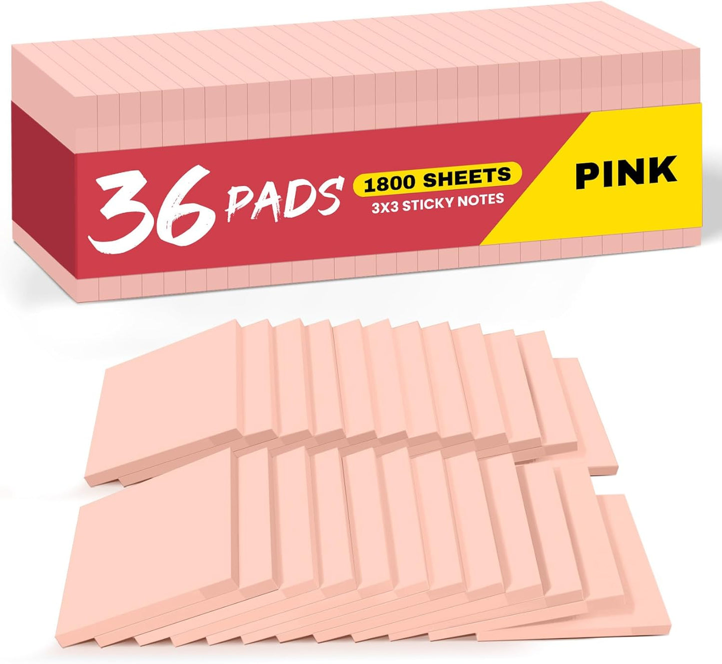 Sticky Notes, 36 Pads, 3x3 Inches Self-Stick Note Pads, Perfect for Office, Study, and Daily Life Organization - Bright