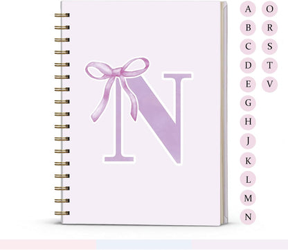 Blue Bow Journal Notebook for Girls,Initial H Journals Personalized Diary Gifts for Teen Girl Kids,Monogrammed Gifts for Women,Trendy Coquette Cute Hardcover Spiral Notebook 5.5 x 8.3 - Colors B