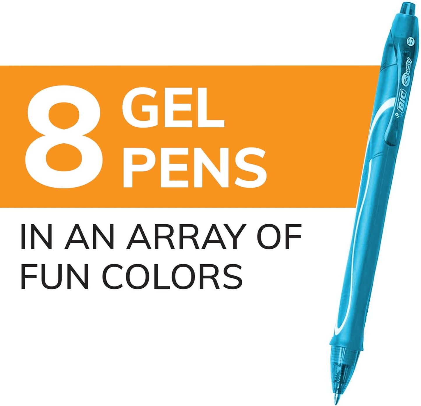BIC RGLCGAP81AST Gel-ocity Quick Dry Retractable Gel Pen, 0.7mm, Assorted Ink/Barrel, 8/Pack