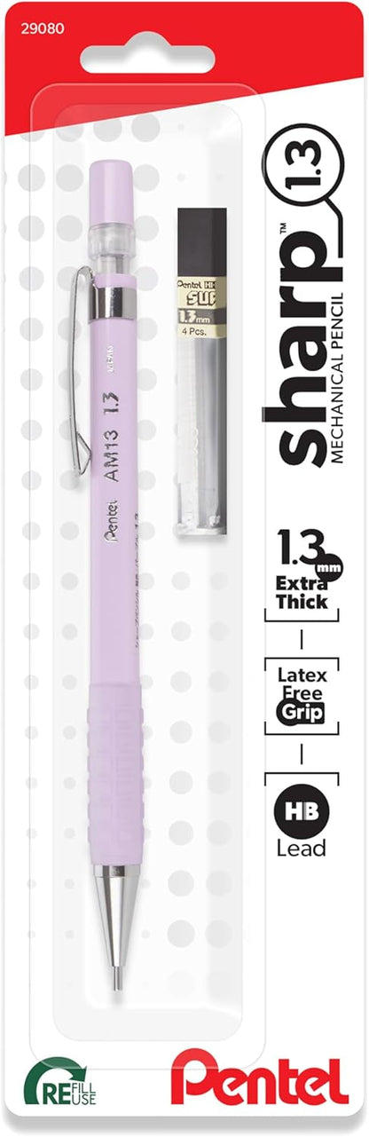 Pentel Sharp 1.3 Mechanical Pencil, (1.3mm), Extra Thick Line, Includes Refill Lead, Writing/Office/Test-Taking Pencil, Pastel Blue Barrel (AM13LBPS)