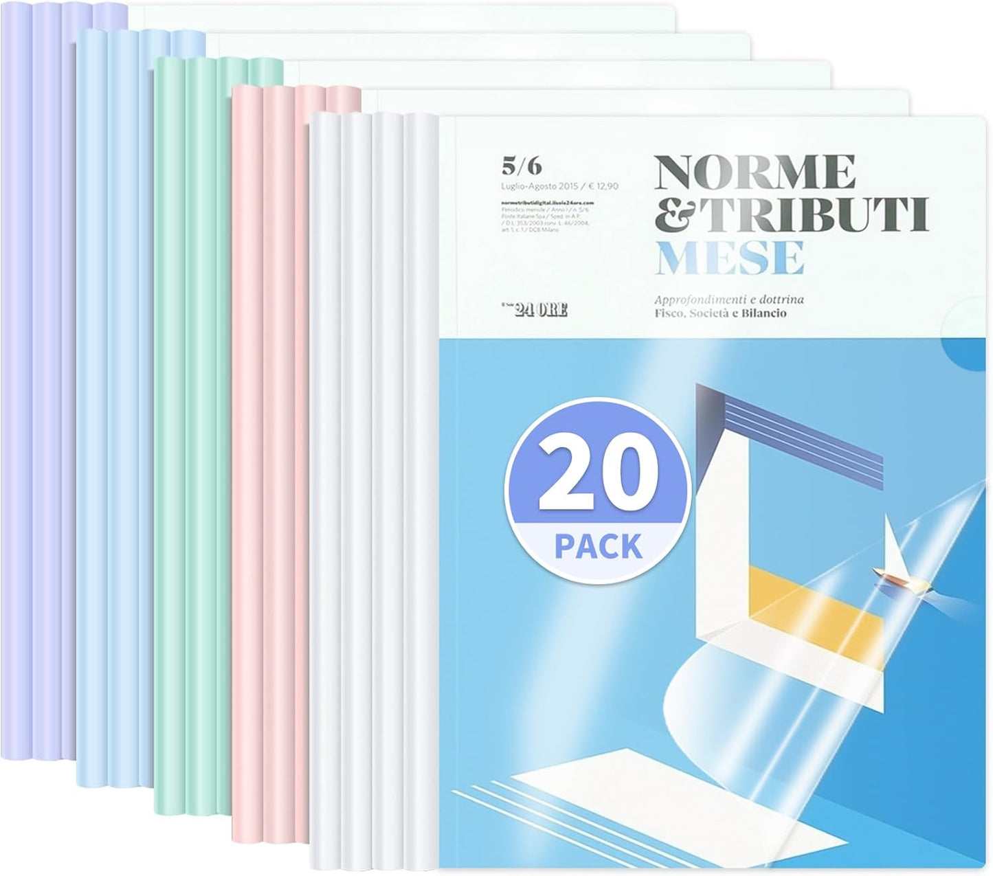 20 Pack, Clear Report Covers with Sliding Bar, 50-Sheet Capacity – Presentation Folders for Letter and A4 Sheets Size, Resume & Document Binders for Office, School, Business (Purple)