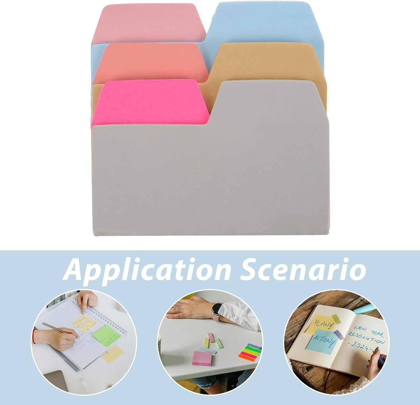 NUOBESTY 1 Pack of 90pcs 6-color Index Sticky Notes Adhesive Note Papers for School Office Home Take Noting and Mark Pages