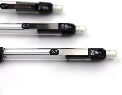 Zebra Pen, Z-Grip Mechanical Pencil, Smooth Writing, Latex-Free Grip, 0.7mm Lead, #2 HB, Pre-Loaded with Lead and Eraser, for School, Office, Everyday Use, Refillable, Clear Barrel, 24-Pack, (15241)