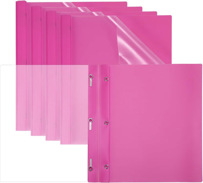 PATIKIL Plastic Report Covers with Prong, 5 Pcs 80 Sheet Clear Front Presentation Binders with 3 Metal Prong Fasteners Report Folder for Resume Documents Files Letter, Purple