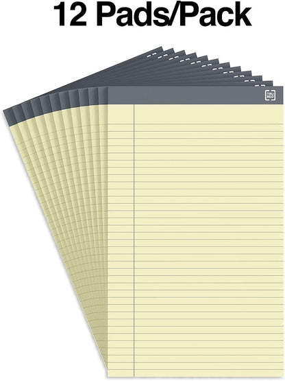 TRU RED Legal Pads, 8.5” x 14”, Wide Ruled, White, 50 Sheets/Pad, 12‑Pack