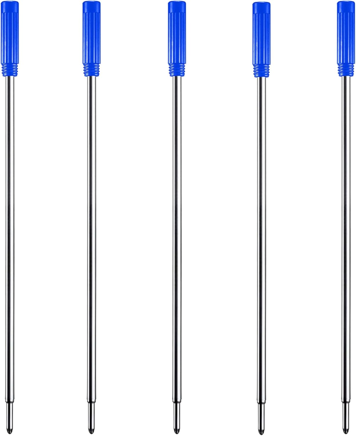 DunBong Black Ink Refill Pack of 5, Replaceable Ballpoint Pen Refills, Medium Point Metal Refill (Black)