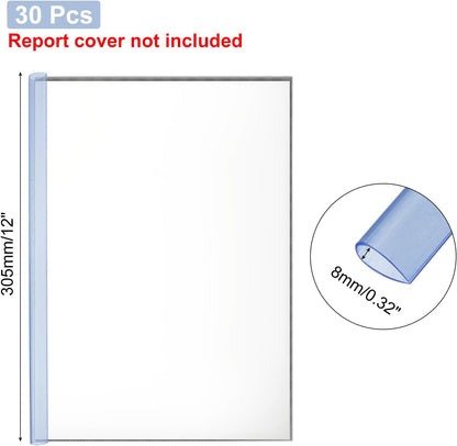 PATIKIL 30Pcs Binding Bars, 8mm Binding Bars Slide Grip 50 Sheets Capacity A4 Size Report Binder Teardrop Shape Presentation Binder for Report Cover Resume, Clear
