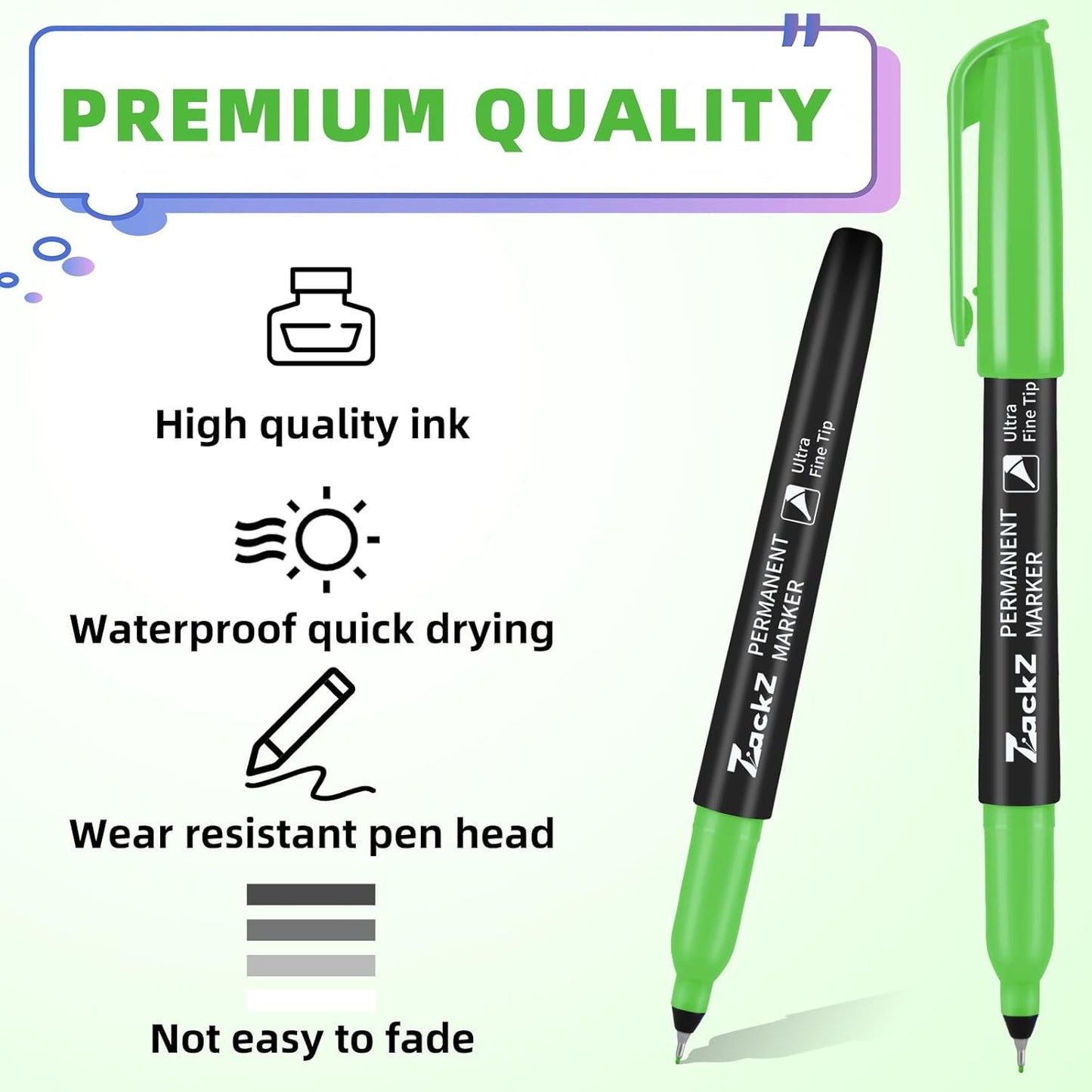 Ultra Fine Point Permanent Black Marker, 18 pack Permanent Markers, Permanent Markers Ultra Fine Tip 0.4 mm Tip, Waterproof & Fade-Proof Ink, Quick Drying, Writing on Paper, Plastic, Metal, Glas