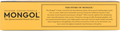 Mongol Classic Incense Cedar #2 Pencil - 12-Pack – Pre-sharpened, European Graphite Core, US Grown Cedar, Smudge Free Eraser – Nontoxic PMA Certified