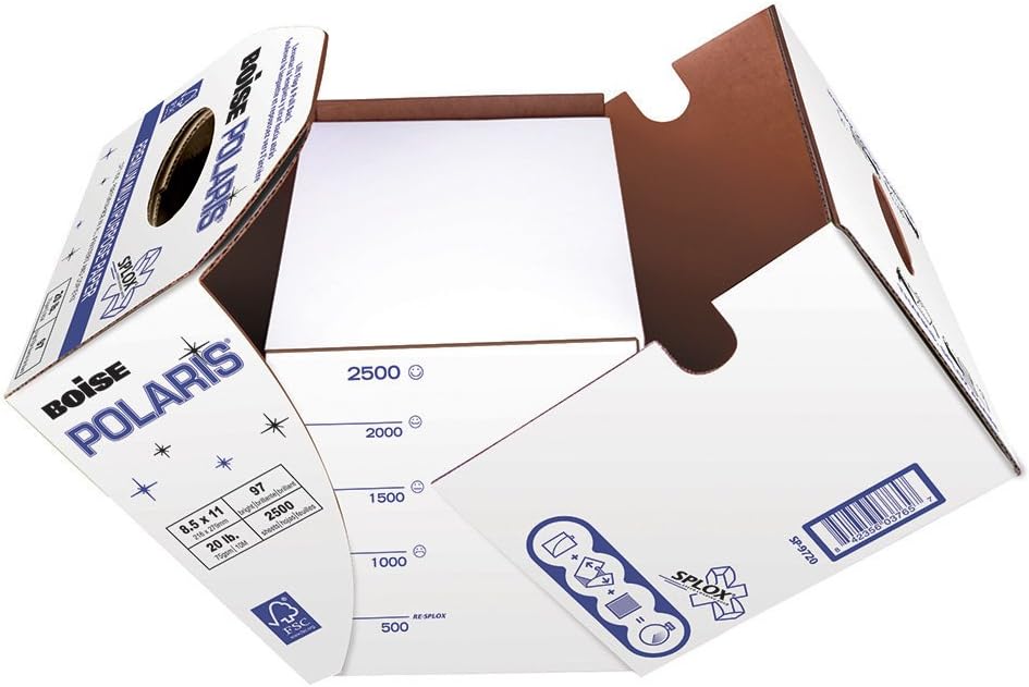 Boise Paper Premium Multipurpose Copy Paper | 8.5" x 11" Letter | 97 Bright White, 24 lb. | 10 Ream Carton (5,000 Sheets)
