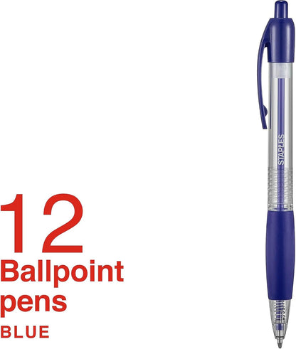 STAPLES Retractable Ballpoint Pens, Medium Point 1.0mm, Black Ink, 12 Pack – Comfortable, Smooth‑Writing Pens for Everyday Office Use