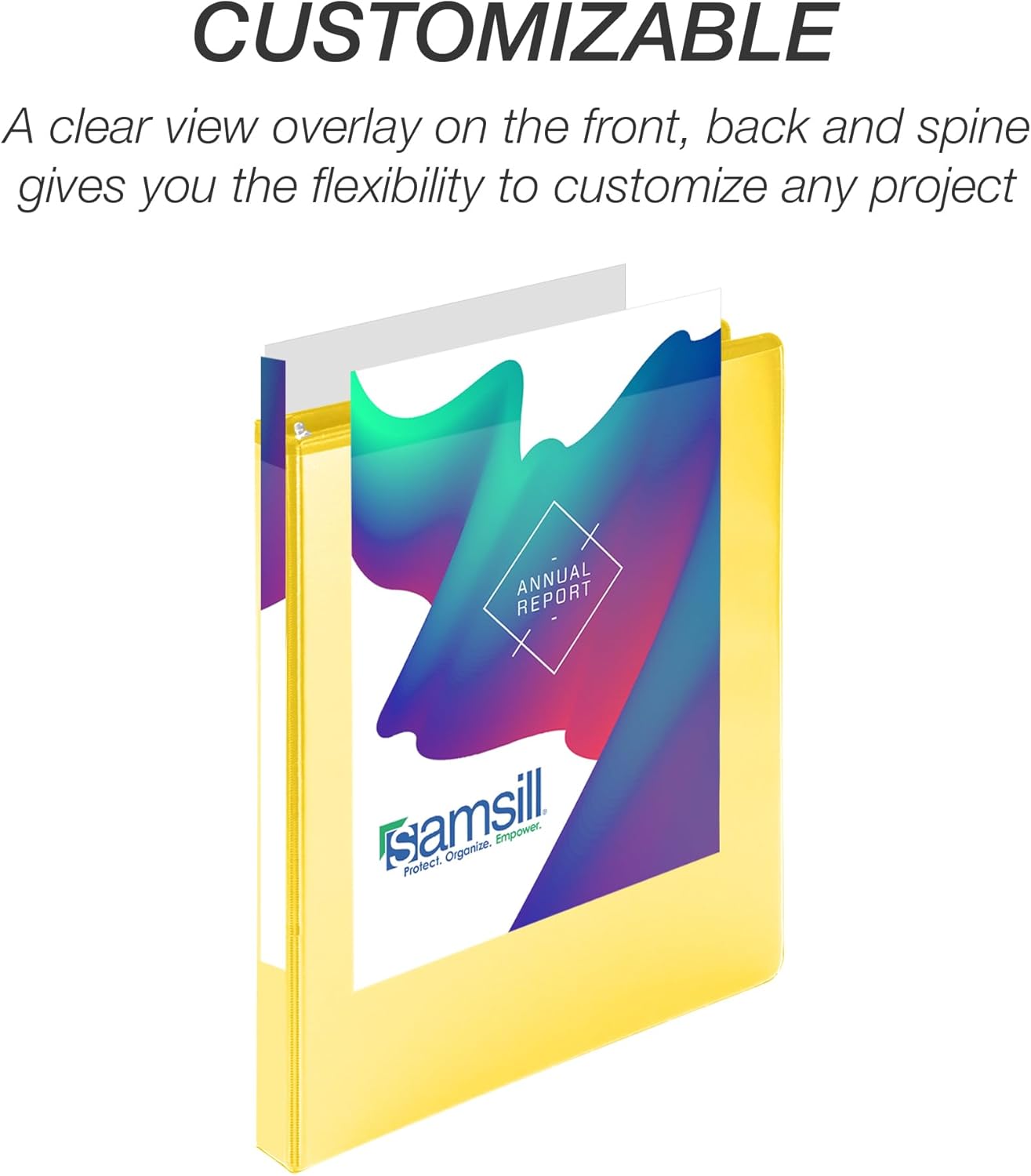 Samsill Durable 0.5 inch 3 Ring Binder, D Ring Binder, 100% Recycled Chipboard, Yellow, 4 Pack