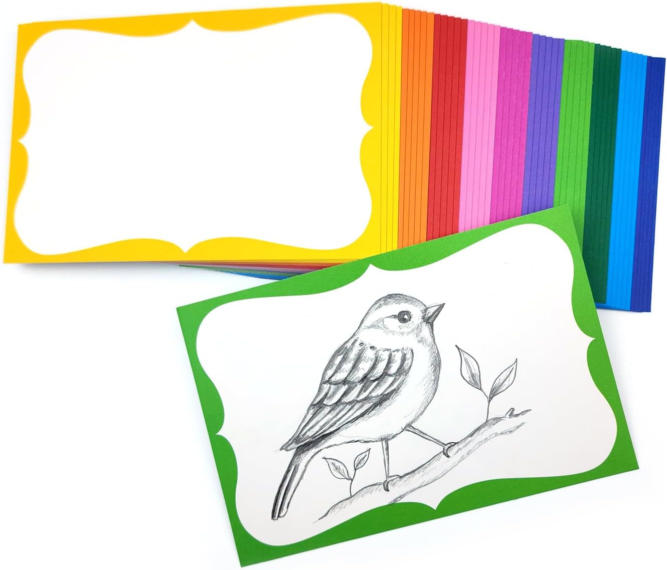 PPAPPAPPIYO index card 4x6 Decorative Border Vellum paper (Set of 50) 260gsm (4X6, design01)