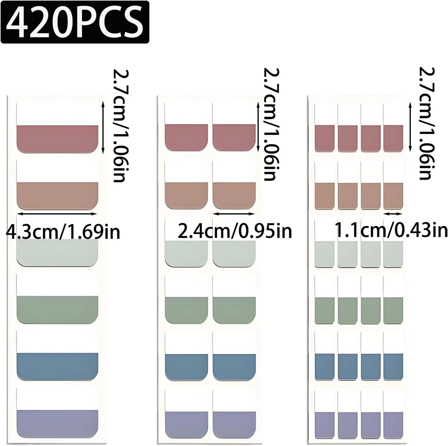 420 Pcs Sticky Index Tabs, Transparent Annotation Tabs, Repositionable Page Sticky Tabs for Notebooks (Bright)