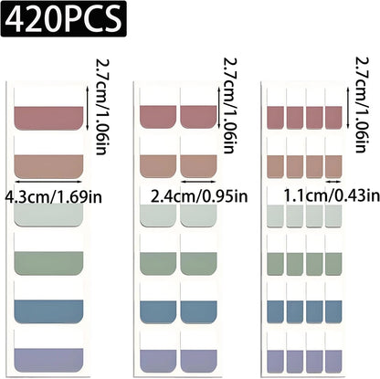 420 Pcs Sticky Index Tabs, Transparent Annotation Tabs, Repositionable Page Sticky Tabs for Notebooks (Bright)