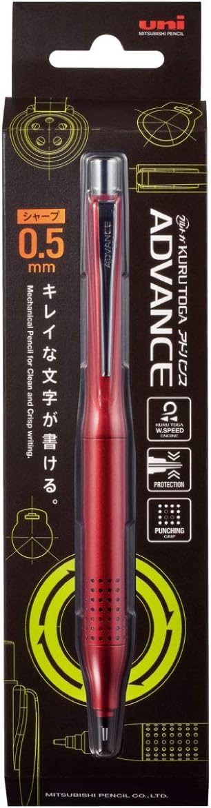Uni Kurutoga Advance Upgrade Model 0.5mm Mechanical Pencil, Gun Metallic Body (M510301P.43), Black