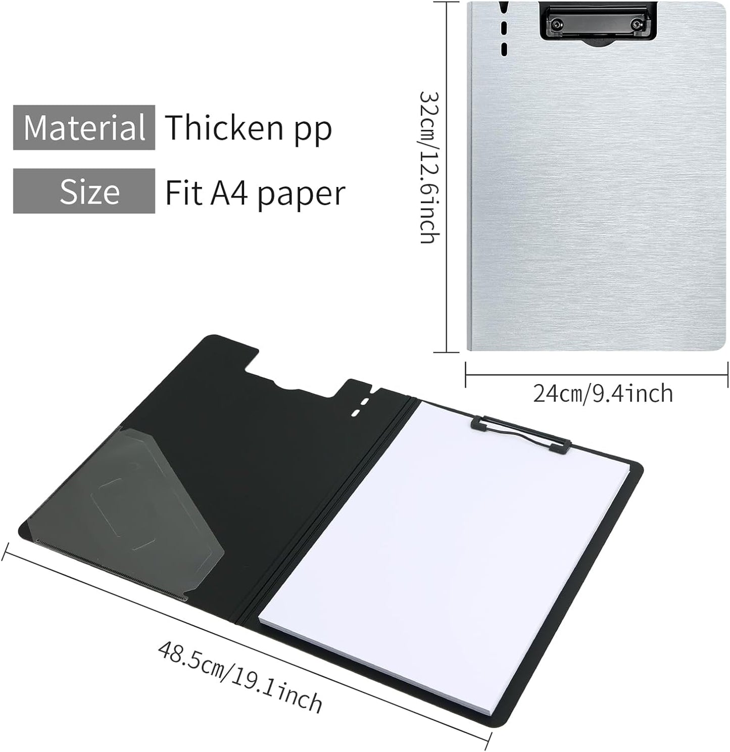 A4 Clipboard Folder,10 Pack Foldable Clipboards with Pocket for Business,Office,School or Restaurant (Black)