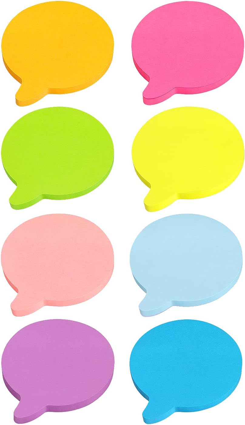SIMONA Bubble Shape Sticky Notes 8 Color Bright Colorful Sticky Pad 75 Sheets/Pad Self-Sticky Note Pads