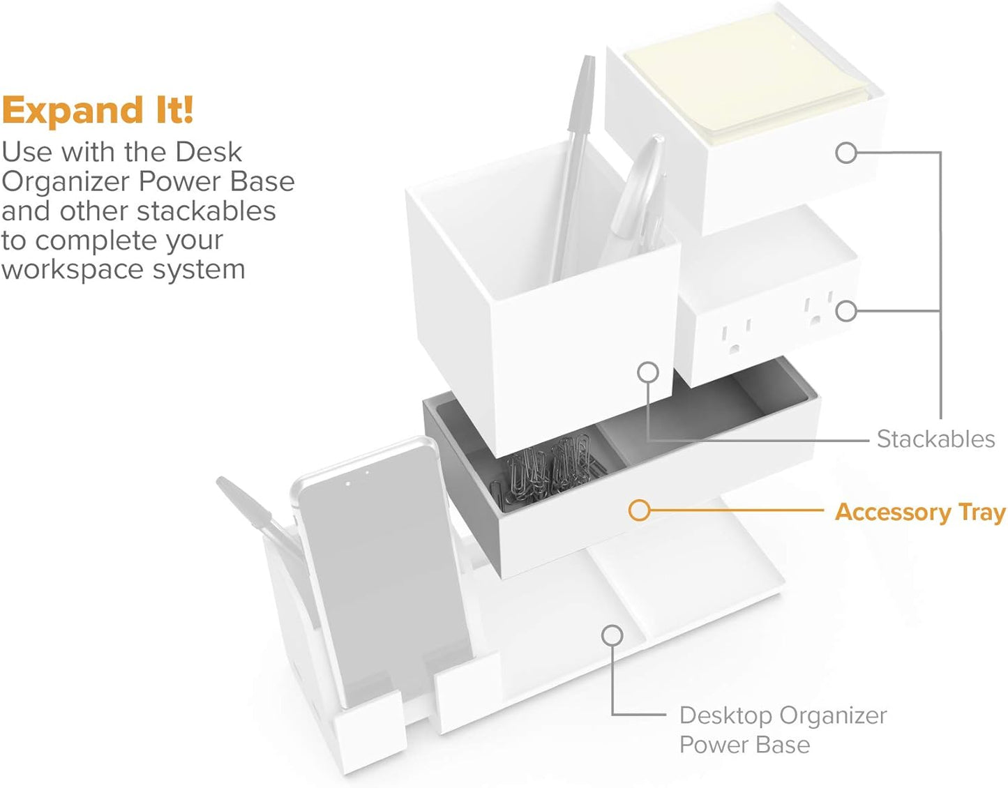 Bostitch Office Konnect Desk Organizer Accessory Tray, Stacks for Desktop Storage, Black