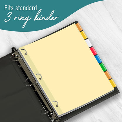 5-Tab Binder Dividers for 3 Ring Binder, Insertable Clear Big Tabs, Letter Size Paper Divider, 8.5 x 11 inch, 6 Sets (30 Dividers Total)
