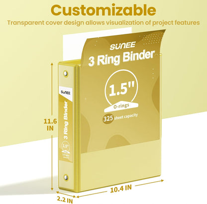 SUNEE 3 Ring Binder 3 Inch 1 Pack, Clear View Binder Three Ring PVC-Free (Fit 8.5x11 Inches) for School or Office Supplies, Pink