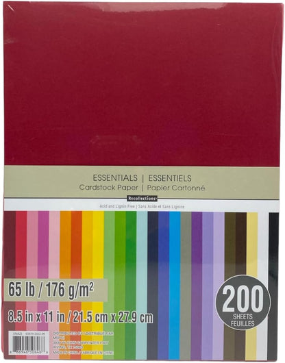 Recollections Cardstock Paper, Essentials 20 Colors - 200 Sheets 8-1/2 X 11