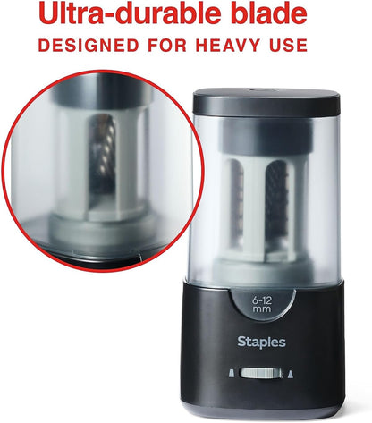 Staples Electric Pencil Sharpener, Black – Heavy‑Duty Classroom Sharpener for Teachers, Schools & Shared Spaces