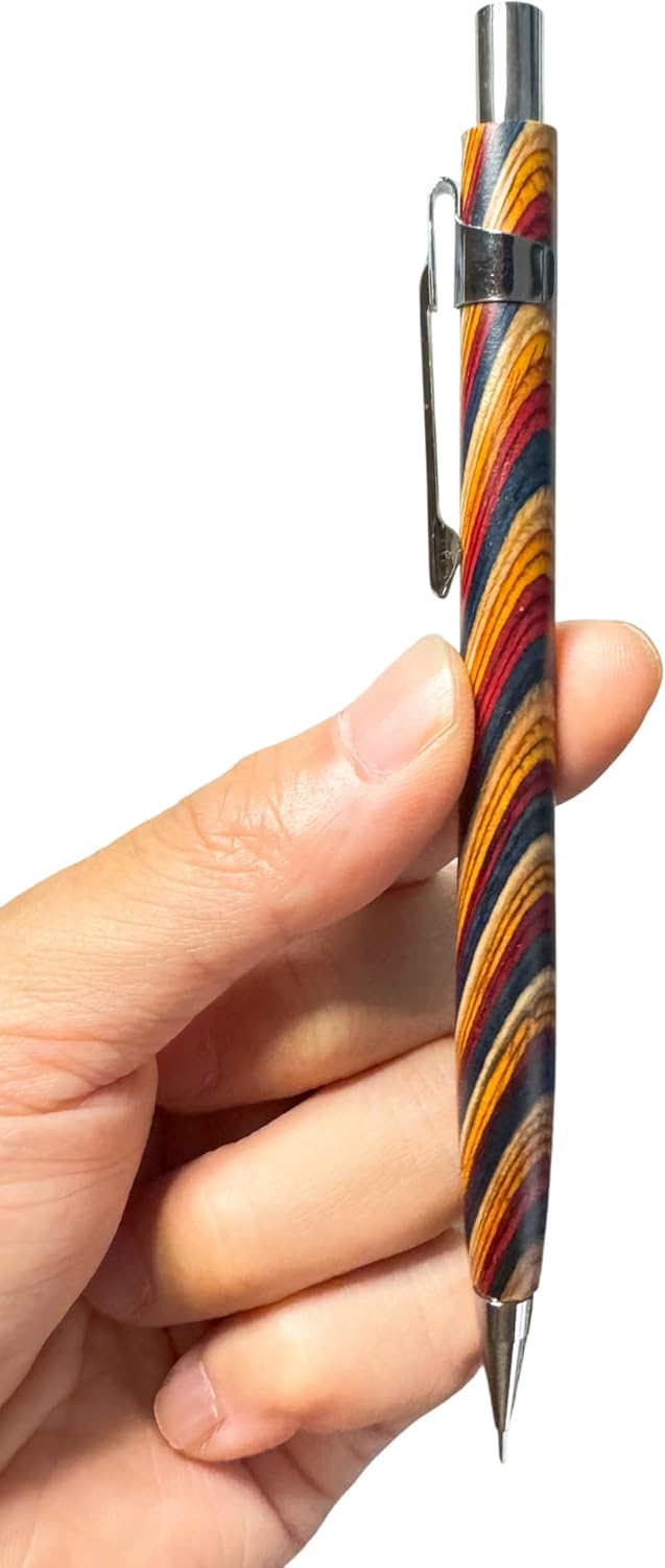 Spiral Grain Wooden Mechanical Pencils -Unique Colors Airplane Aluminum Core Artist's Drawing Pencil Comes with Gift Box (Walnut)